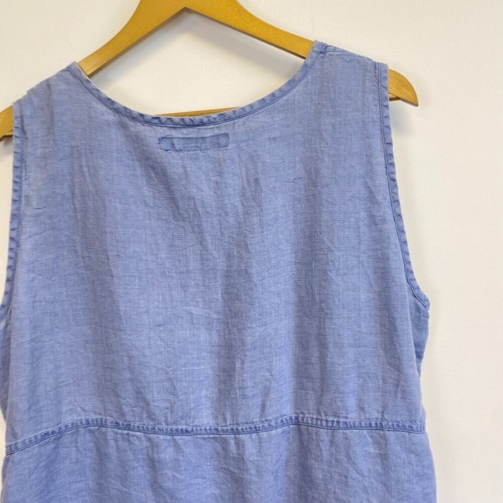 Flax 100% Linen Blue Sleeveless Top - Picture 8 of 11